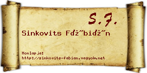 Sinkovits Fábián névjegykártya